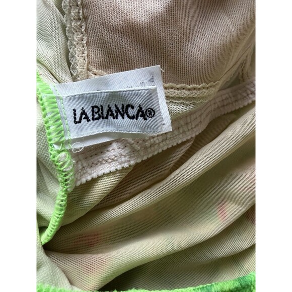 VTG 90s La Blanca Sz 10 Swimsuit Floral 1 Piece Plunge Front Low Back High Cut - Picture 5 of 7